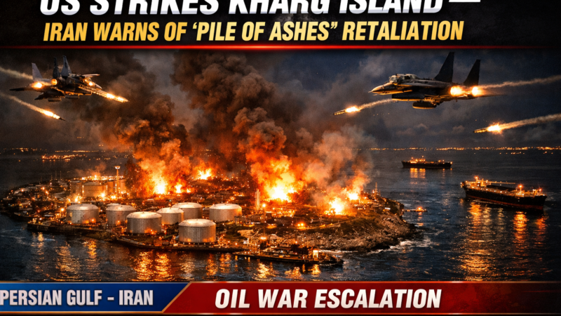 US Strikes Kharg Island, Iran Threatens “Pile of Ashes” as Oil War Escalates